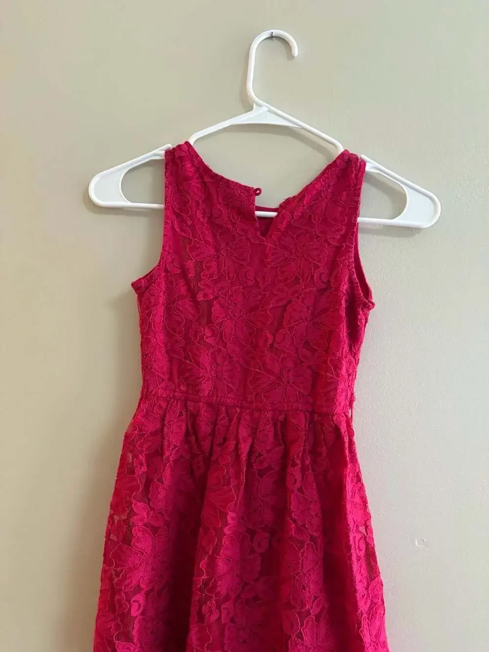 Total Girl Girls Size Medium 8 Fuchsia Floral Lace Fit & Flare Sleeveless Dress